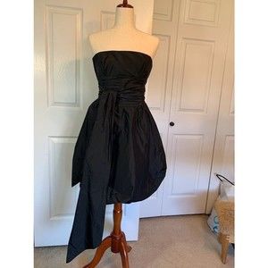 BCBG Maxazria Womens Gathered Belt Bubble Silk Dress Cocktail Strapless …